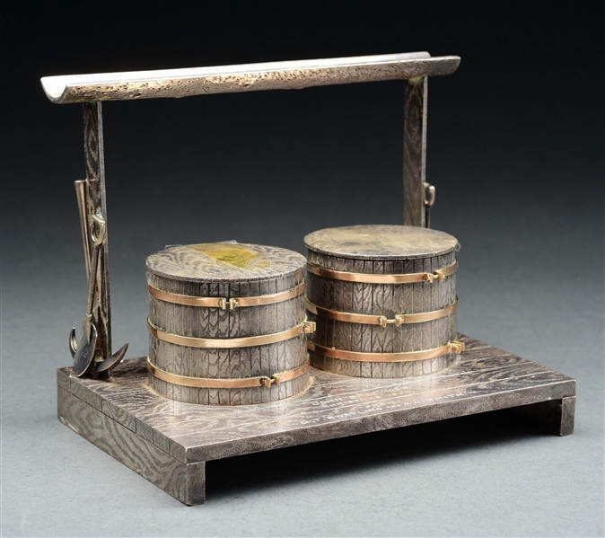 CALDWELL DOUBLE INKWELL DESK SET.