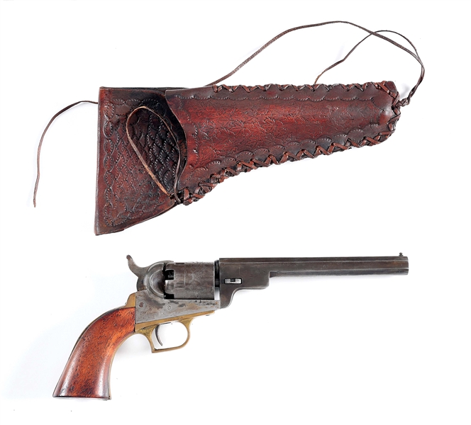 (A) REPRODUCTION COLT BABY DRAGOON PERCUSSION REVOLVER WITH HOLSTER.