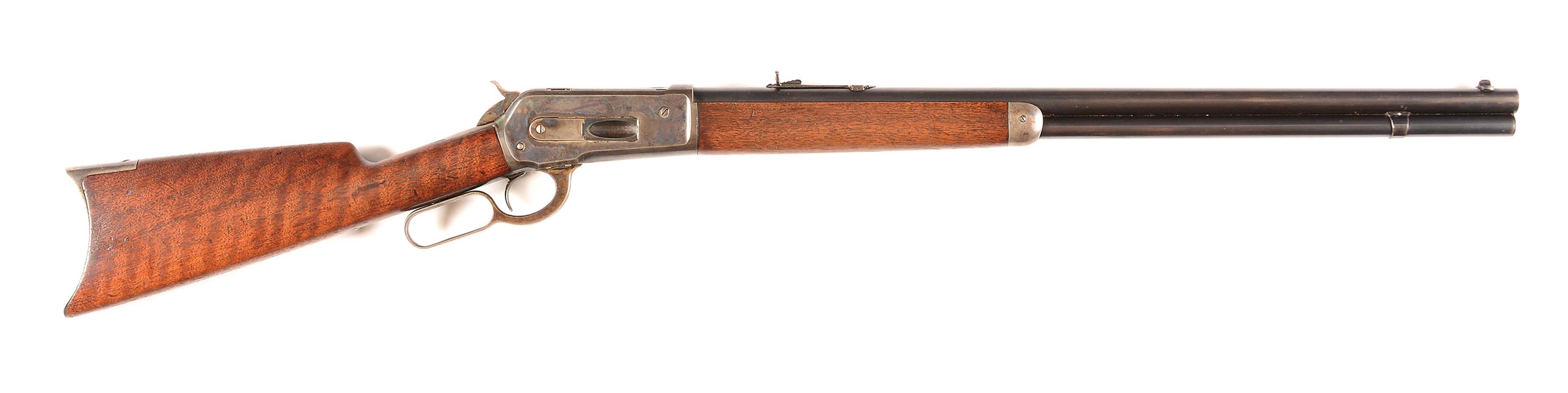 (A) WINCHESTER MODEL 1886 LEVER ACTION RIFLE IN .40-82 WCF WITH FACTORY LETTER. 