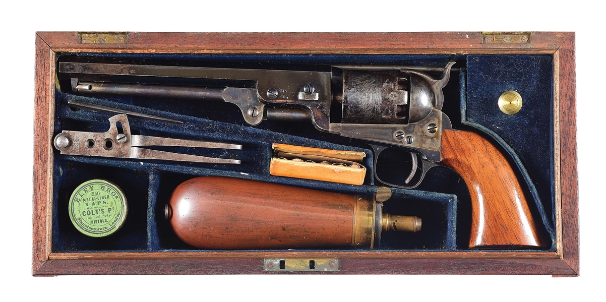 (A) CASED HIGH CONDITION COLT LONDON 1851 NAVY PERCUSSION REVOLVER.
