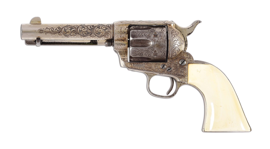 (A) ENGRAVED COLT SINGLE ACTION ARMY REVOLVER WITH FACTORY LETTER.