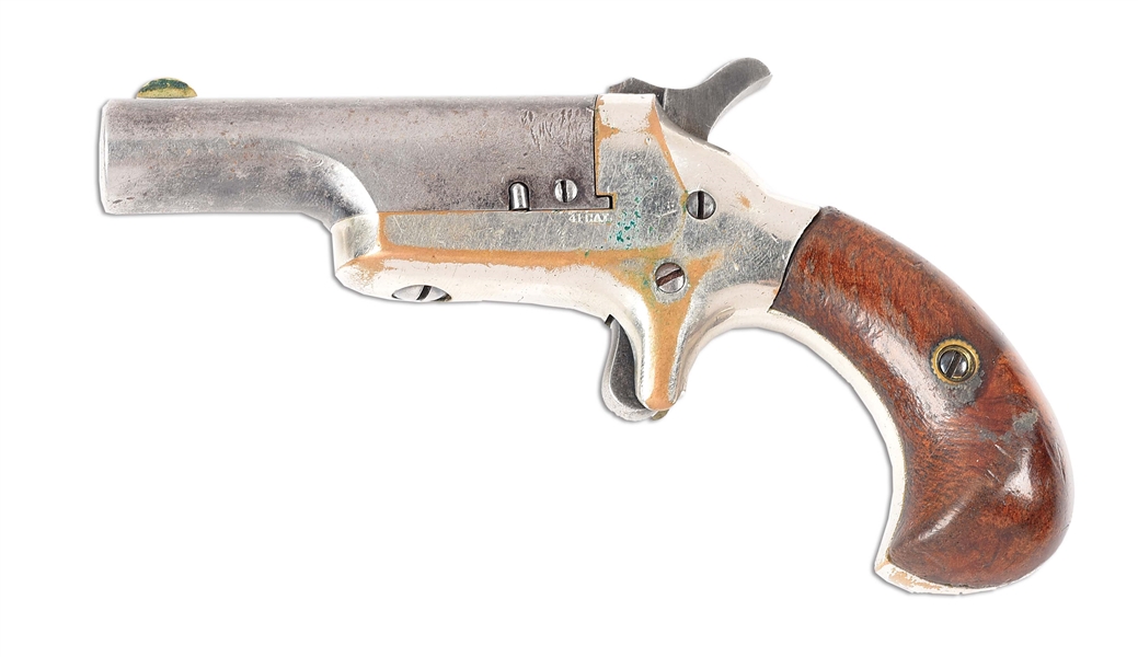 (A) COLT 3RD MODEL THUER SINGLE SHOT DERRINGER WITH CONTEMPORARY HOLSTER.