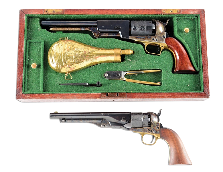 (A) LOT OF 2: UBERTI WALKER .44 PERCUSSION REVOLVER WITH CASE AND COLT 1860 ARMY .44 PERCUSSION REVOLVER.