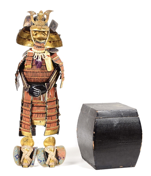 SET OF JAPANESE SAMURAI ARMOR FOR A CHILD (CHIGO-YOROI), LIKELY A CHILDRENS DAY GIFT.