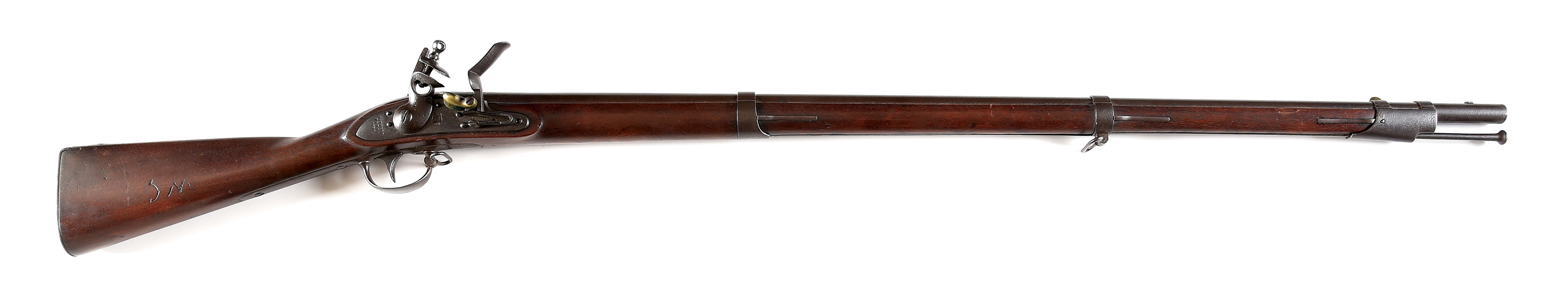 (A) HARPERS FERRY M1822/28 FLINTLOCK MUSKET DATED 1838 IN ORIGINAL FLINT.