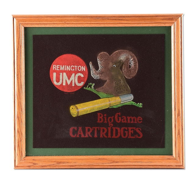 FRAMED REMINGTON UMC BIG GAME CARTRIDGES FELT MAT