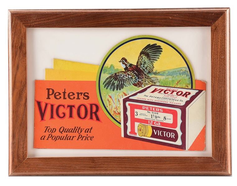 FRAMED PETERS CARTRIDGE COMPANY VICTOR ADVERTISEMENT 