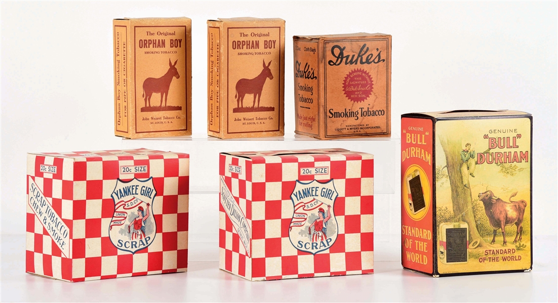 LOT OF 6: EMPTY TOBACCO BOXES.