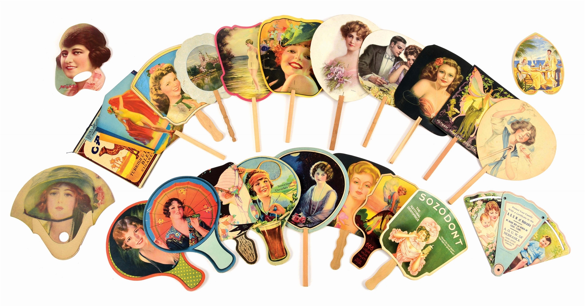 LARGE LOT OF ADVERTISING HAND FANS. 