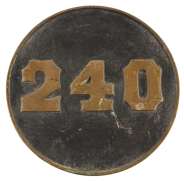 EARLY LOCOMOTIVE NUMBER PLATE NO. 240.