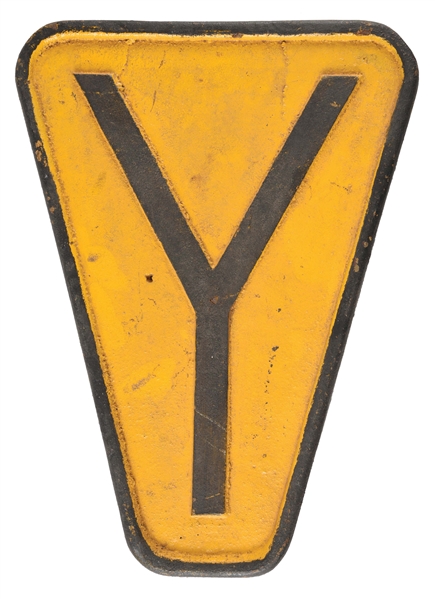 CAST IRON "Y" SIGN.