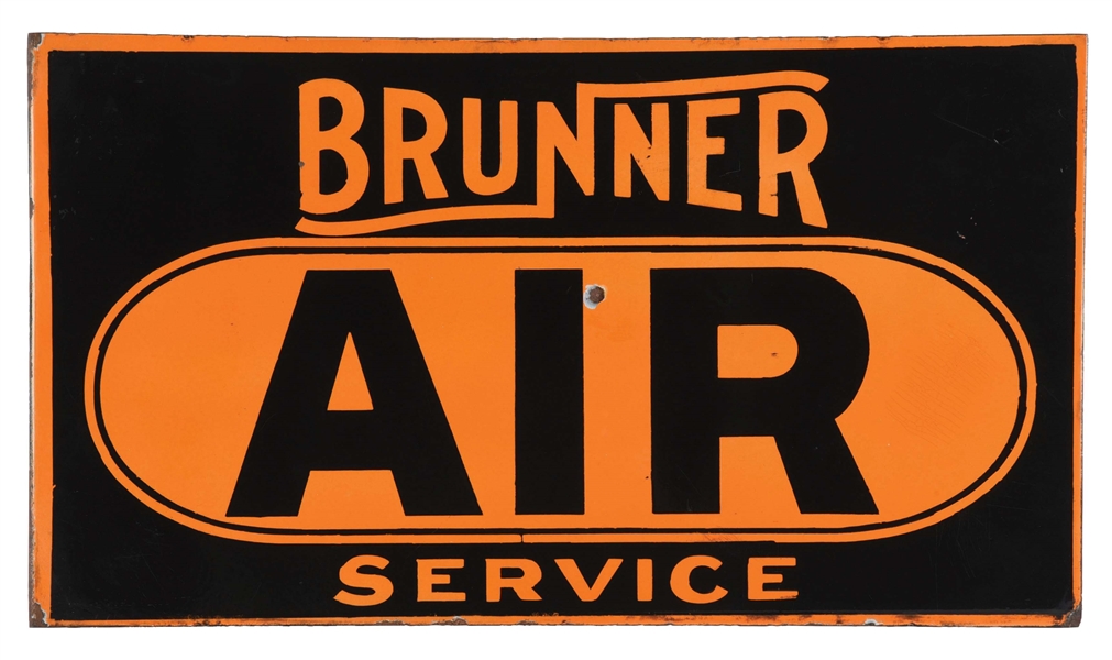 BRUNNER AIR SERVICE PORCELAIN FLANGE SIGN. 