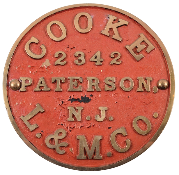 SOUTHERN PACIFIC COOKE BUILDER PLATE.