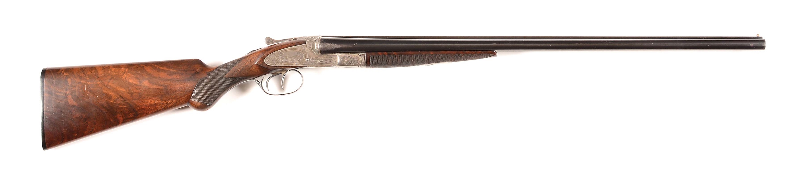 (C) L.C. SMITH CROWN GRADE 20 GAUGE SIDE BY SIDE SHOTGUN WITH 26" BARRELS AND CASE.