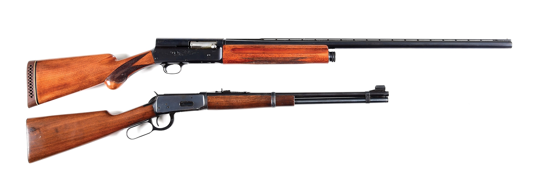 (C) LOT OF 2: BROWNING A5 MAGNUM SEMI AUTO SHOTGUN AND WINCHESTER 1894 .32 WS LEVER ACTION RIFLE.