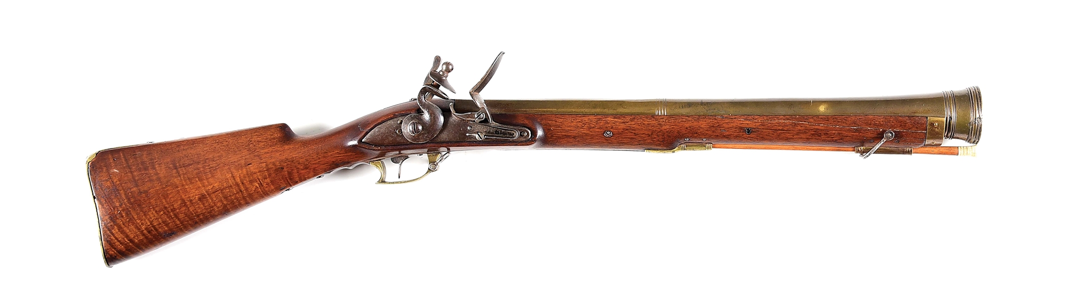 (A) A GOOD, EARLY, PROBABLY ENGLISH FLINTLOCK BLUNDERBUSS IN AN UNUSUALLY LARGE SIZE. 