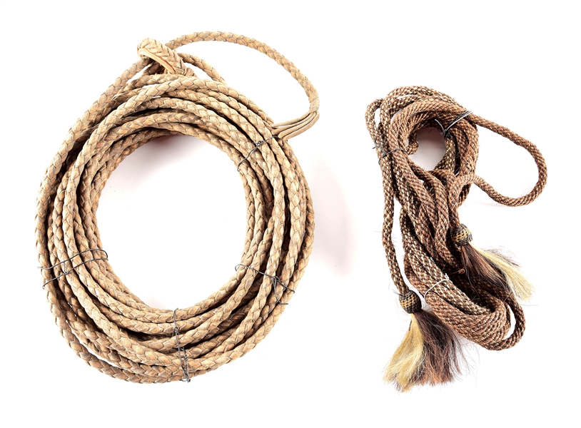 VINTAGE HORSEHAIR MECATE & RAWHIDE REATA. 