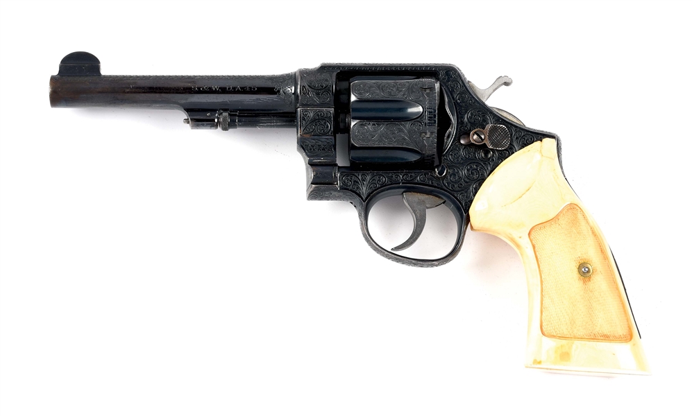 (C) ENGRAVED SMITH & WESSON MODEL 1917 REVOLVER.