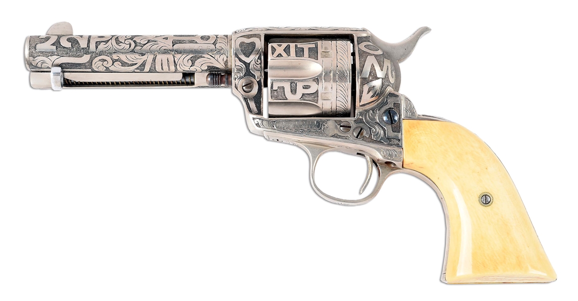(C) CATTLEBRAND ENGRAVED COLT SINGLE ACTION ARMY BY D.W. HARRIS.