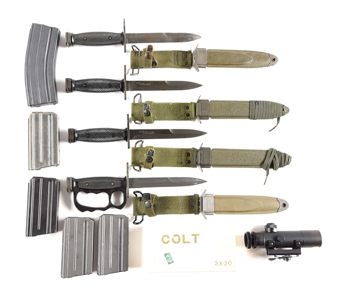 LOT OF ACCESSORIES FOR COLT SP1 AND M16 RIFLES. 