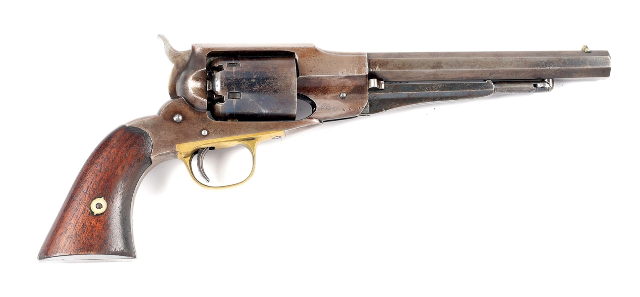 (A) REMINGTON 1861 NAVY .36 PERCUSSION REVOLVER WITH HOLSTER.