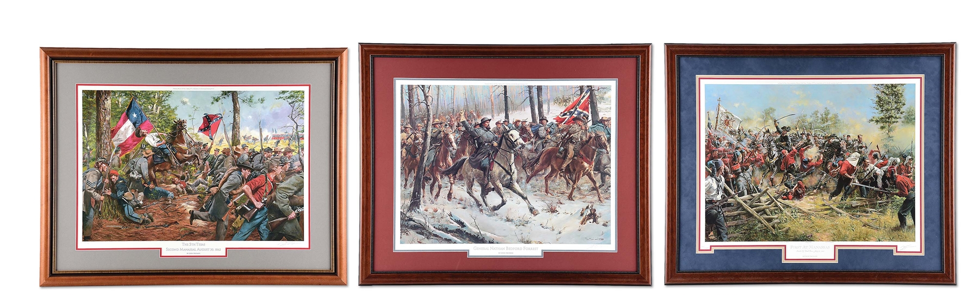 LOT OF 3: FRAMED AND SIGNED CONFEDERATE PRINTS BY DON TROIANI.