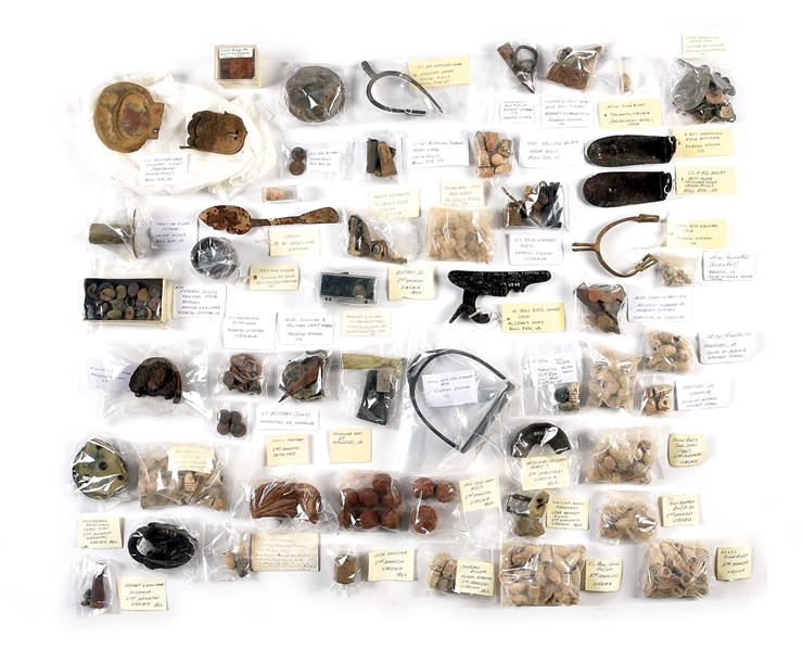 LARGE LOT OF CIVIL WAR RELICS RECOVERED FROM MANASSAS.