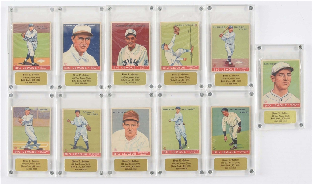 LOT OF 11: 1933 GOUDEY BASEBALL PLAYER CARDS.