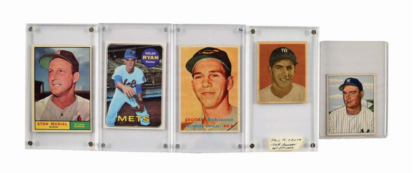 LOT OF 5: TOPPS AND BOWMAN BASEBALL PLAYER HALL OF FAME CARDS.