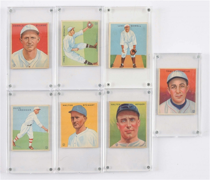 LOT OF 7: 1933 GOUDEY BASEBALL PLAYER CARDS.