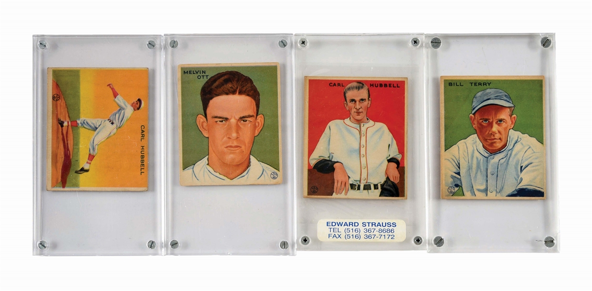LOT OF 4: 1933 GOUDEY HALL OF FAME BASEBALL PLAYER CARDS.