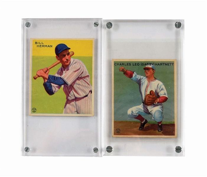 LOT OF 2: 1933 GOUDEY HALL OF FAME BASEBALL PLAYER CARDS.