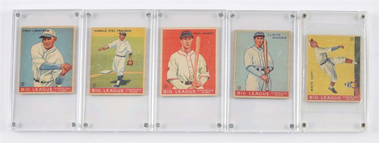 LOT OF 5: 1933 GOUDEY PITTSBURGH PIRATE HALL OF FAMER BASEBALL CARDS.