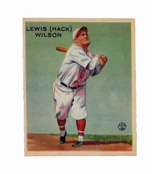 1933 GOUDEY HACK WILSON NO. 211 BASEBALL CARD.