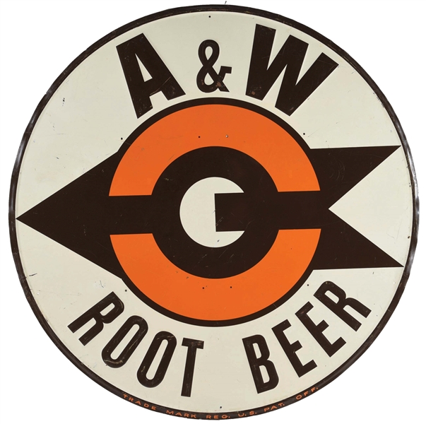 A & W ROOT BEER EMBOSSED TIN SIGN. 