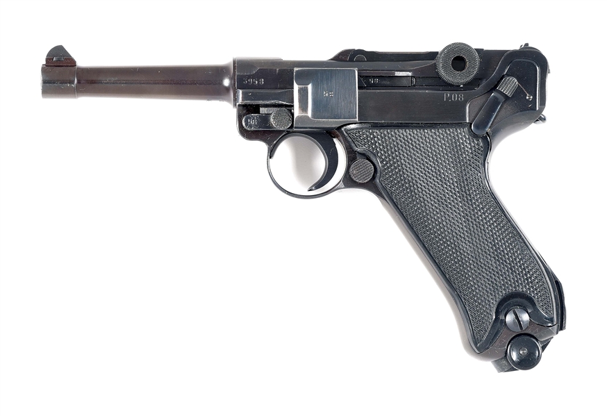 (C) GERMAN WORLD WAR II MAUSER "BYF/41" CODE "BLACK WIDOW" P.08 SEMI-AUTOMATIC PISTOL WITH HOLSTER & CAPTURE PAPERS.