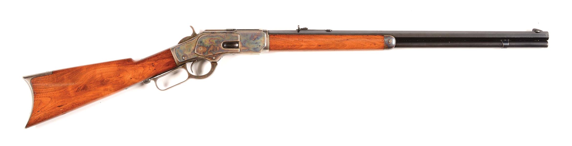(A) WINCHESTER MODEL 1873 CASE HARDENED LEVER ACTION RIFLE.
