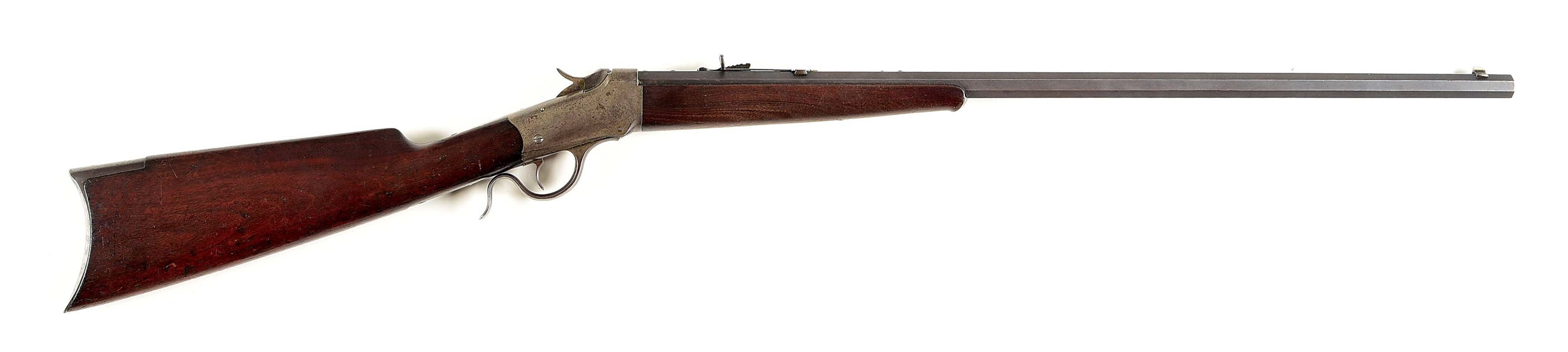 (A) WINCHESTER MODEL 1885 LOW WALL SINGLE SHOT RIFLE.