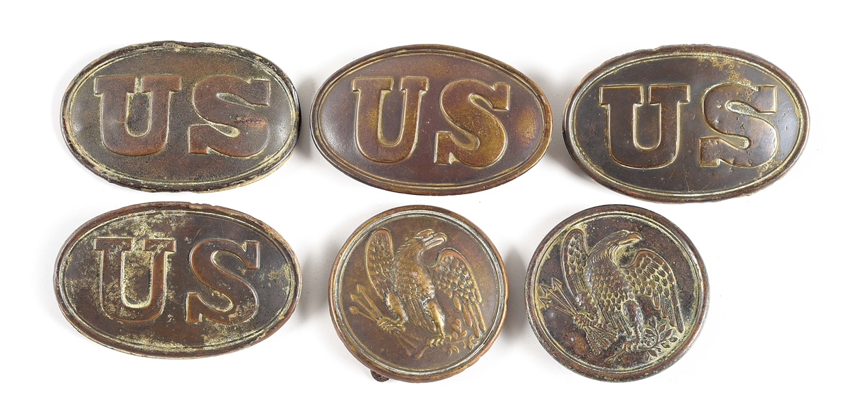 LOT OF 6: US BELT PLATES RECOVERED FROM VARIOUS BATTLEFIELDS