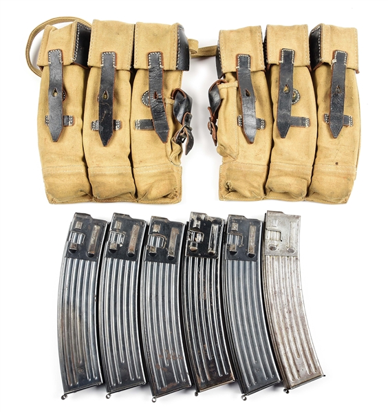LOT OF 8: GERMAN WWII MP44 MAGAZINES WITH POUCHES