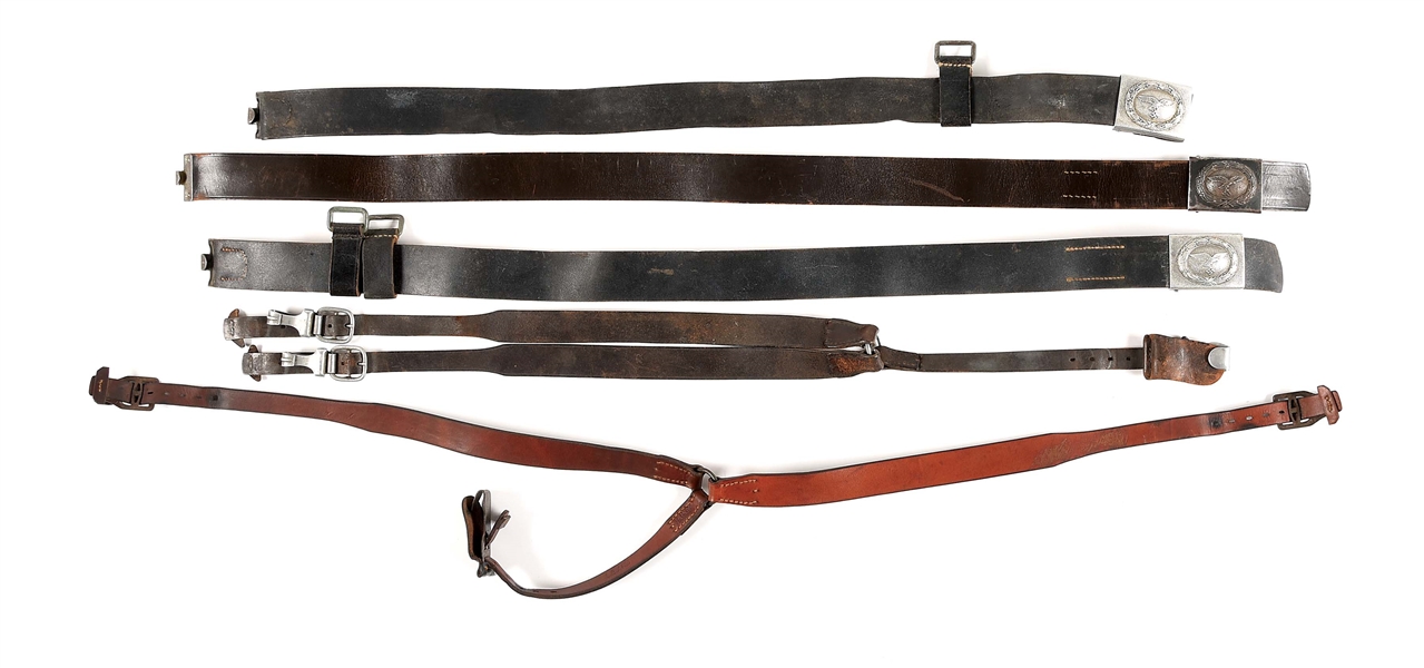 LOT OF 5: GERMAN WWII BELTS WITH BUCKLES AND Y-STRAPS