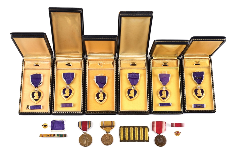 LOT OF 6: US WWII UNENGRAVED PURPLE HEART MEDALS