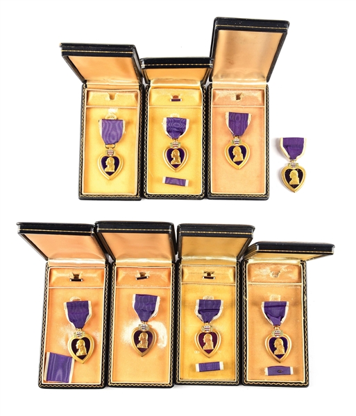 LOT OF 7: UNENGRAVED WWII PURPLE HEART MEDALS