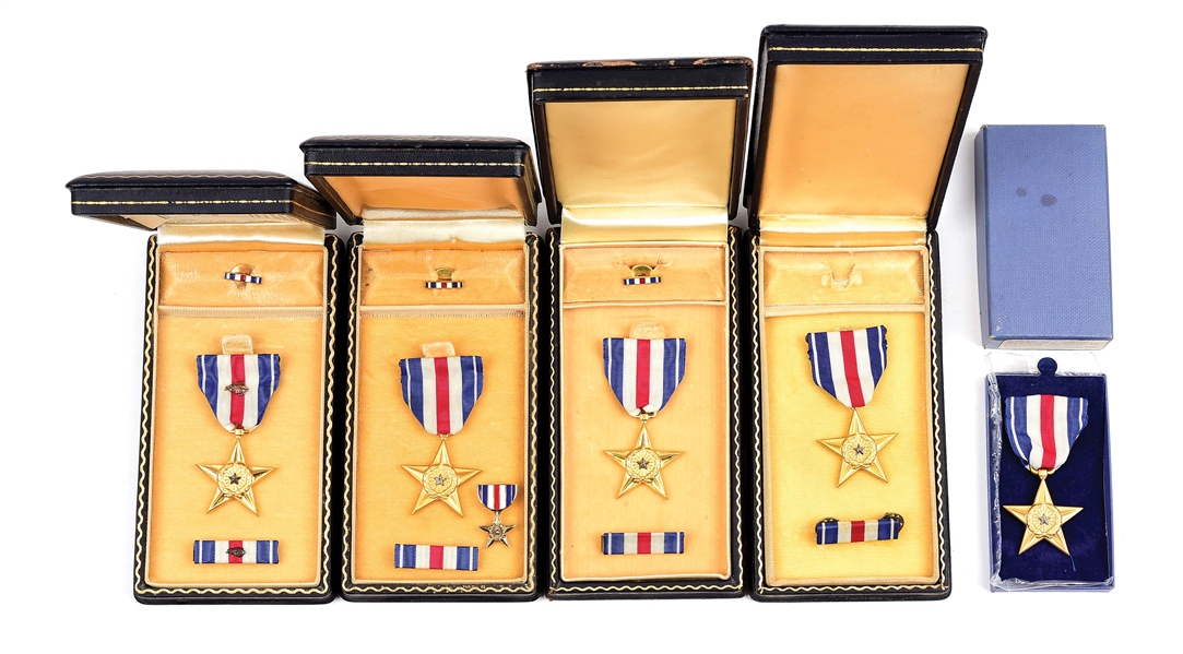 LOT OF 5: US WWII UNENGRAVED SILVER STAR MEDALS
