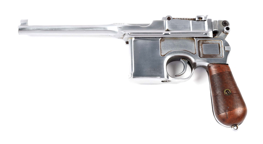 (C) IN-THE-WHITE PRE-WAR COMMERCIAL MAUSER C96 SEMI-AUTOMATIC PISTOL WITH HOLSTER STOCK.
