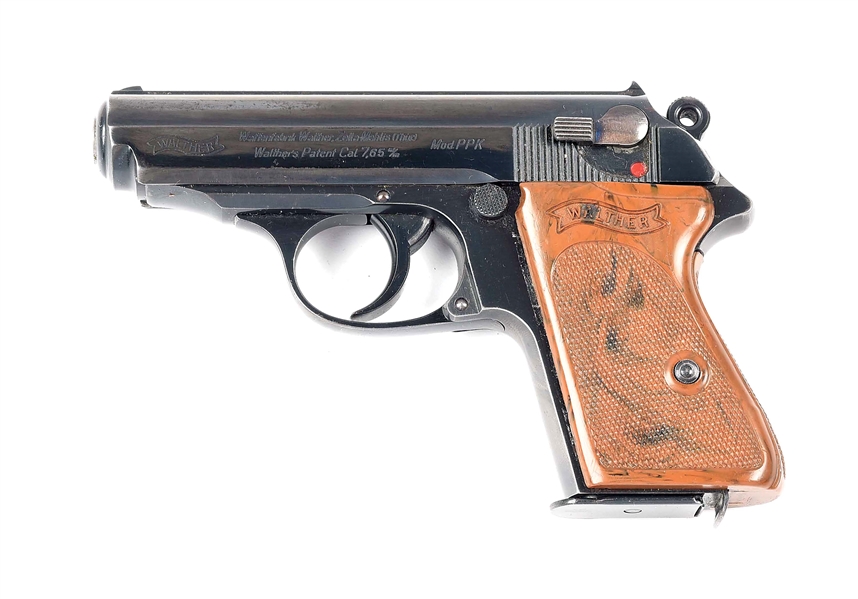 (C) GERMAN PRE-WAR WALTHER PPK 7.65MM SEMI-AUTOMATIC PISTOL WITH HOLSTER.