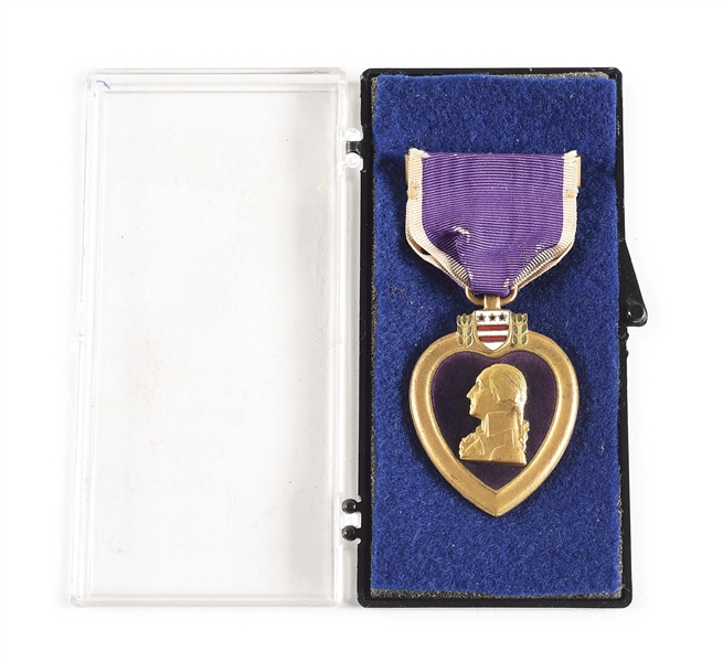 US 1930S PURPLE HEART MEDAL ENGRAVED TO WWI 29TH INFANTRY DIVISION SOLDIER 
