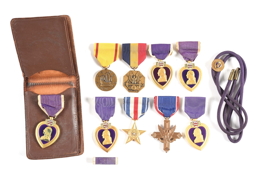 LOT OF 8: US WWII DSC, SILVER STAR, AND PURPLE HEART MEDALS