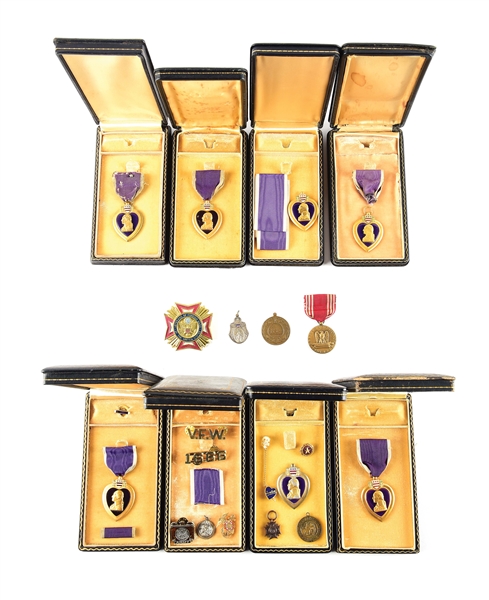 LOT OF 8: US WWII UNENGRAVED PURPLE HEART MEDALS 