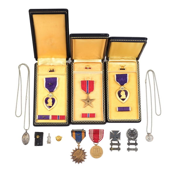 LOT OF 2: US WWII UNATTRIBUTED PURPLE HEART MEDAL GROUPINGS